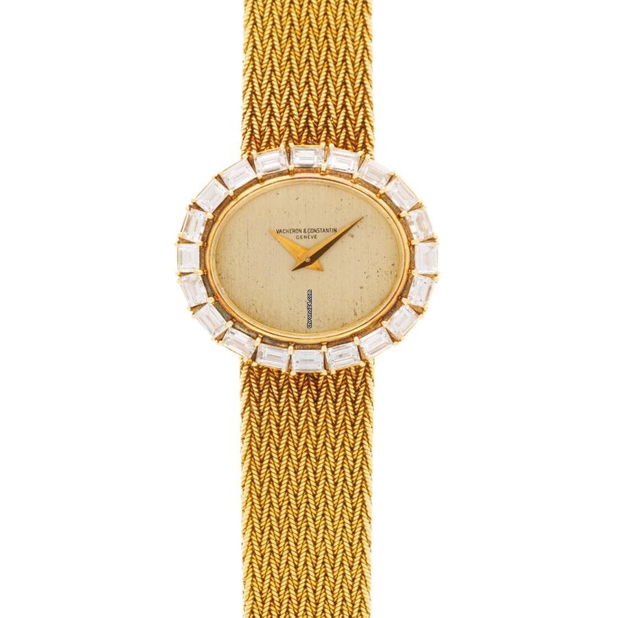 Vacheron Constantin Yellow Gold Watch with Baguette Diamonds Replica